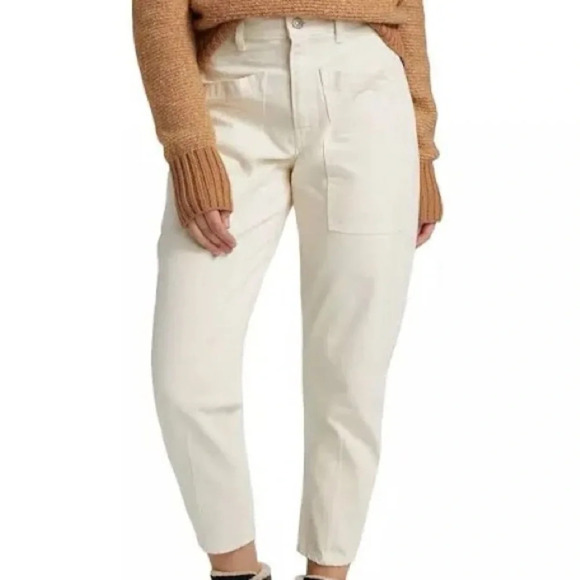 Veronica Beard Charlie High Rise Barrel Leg Jeans in Ecru - Size 31 - Picture 1 of 8